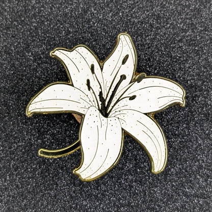 White Lily Enamel Pin