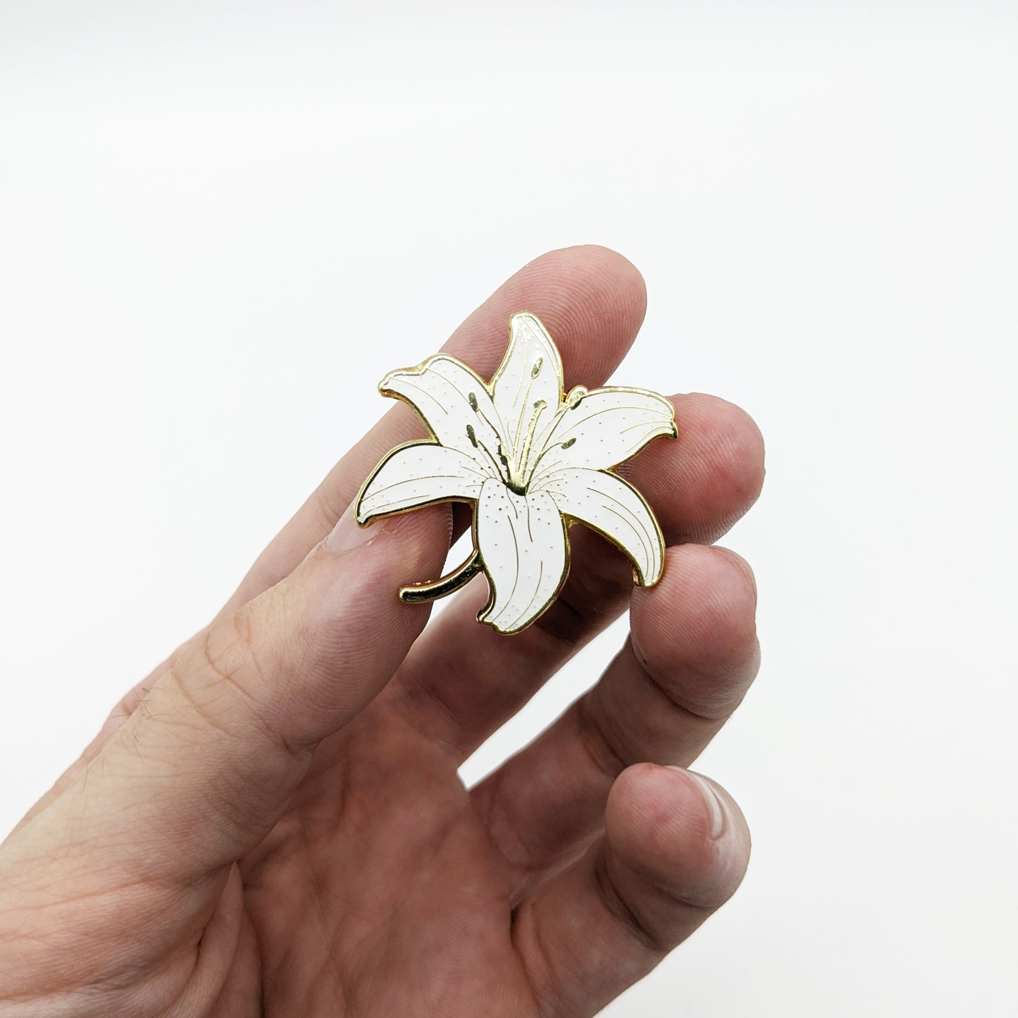 White Lily Enamel Pin