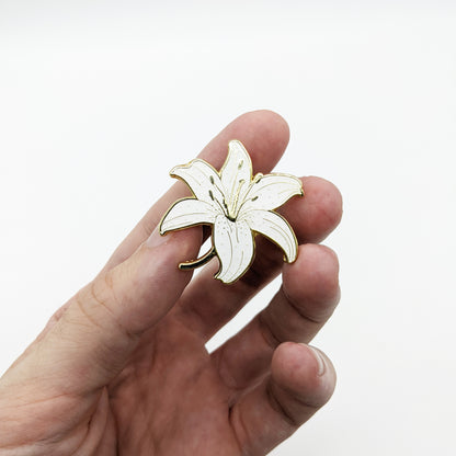 White Lily Enamel Pin