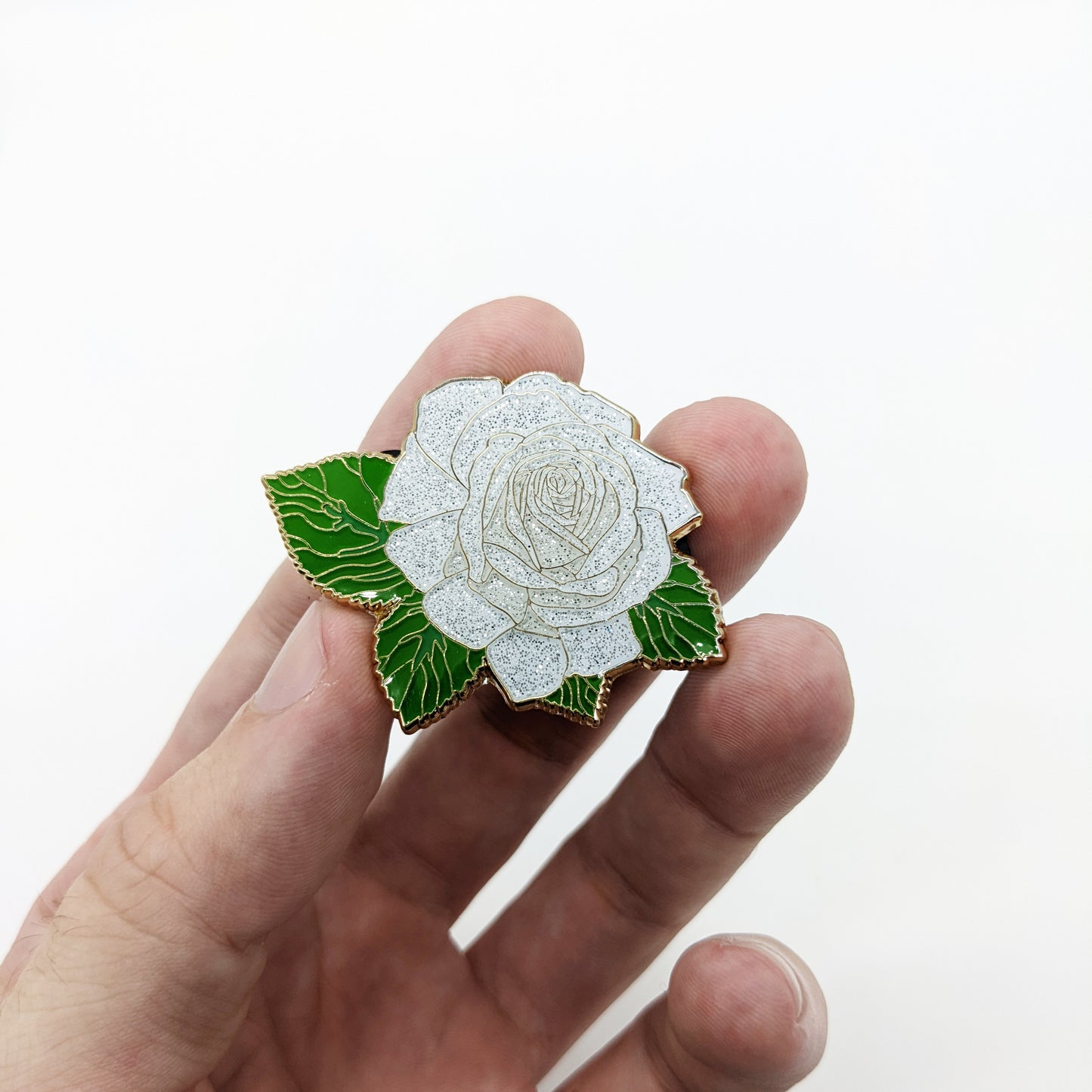 White Rose Blossom Enamel Pin