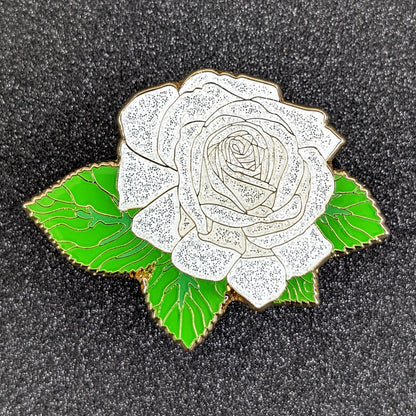 White Rose Blossom Enamel Pin