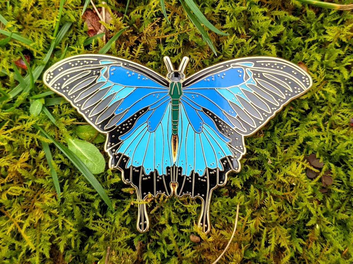 Blue Emperor Butterfly Enamel Pin (B Grade)