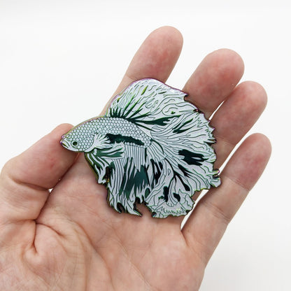 White Pearl Betta Fish Enamel Pin (B Grade)
